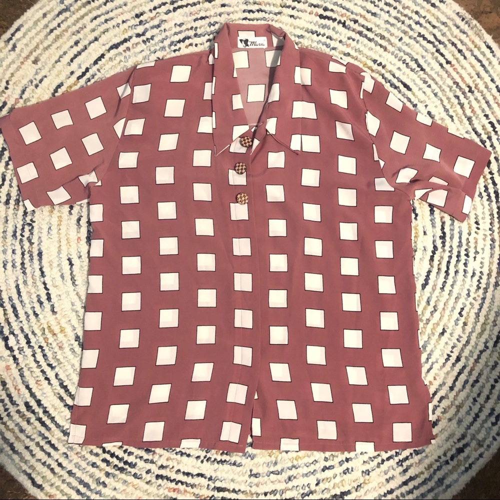 Retro mauve vtg grandma blouse w/ shoulder pads!